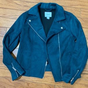 Like NEW teal faux suede moto jacket. Old navy xs